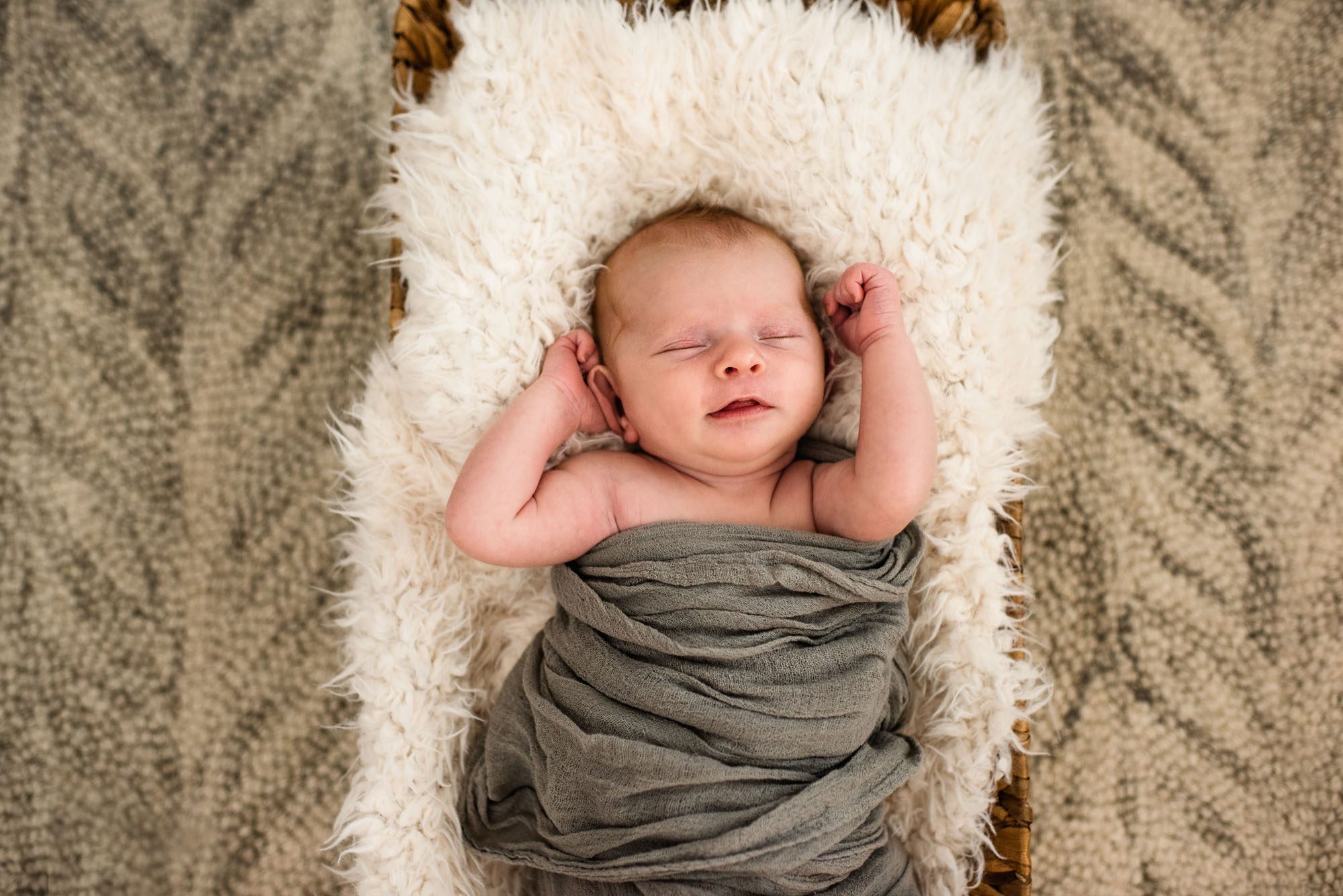 San Antonio Newborn Photographer, Newborn baby smiling in his sleep