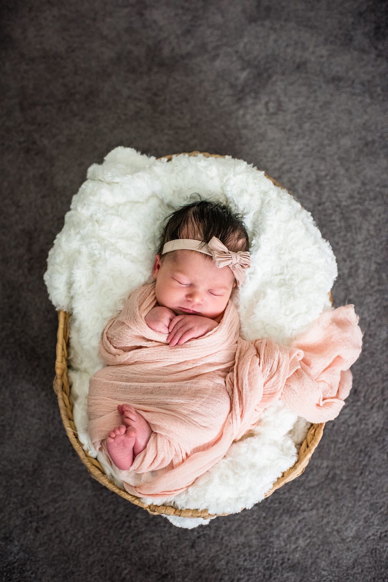 Newborn baby in basket, San Antonio area Newborn Photographer