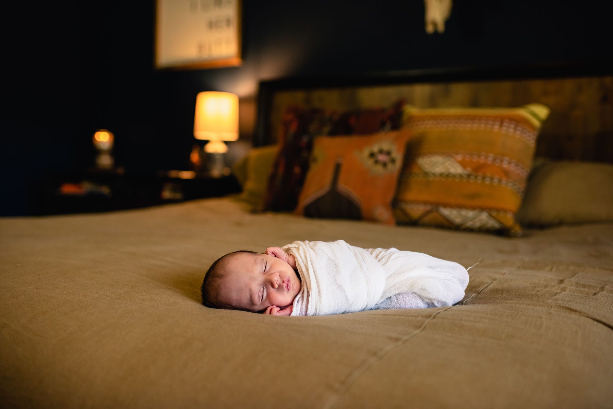 Baby asleep on bed, San Antonio Newborn Photographer