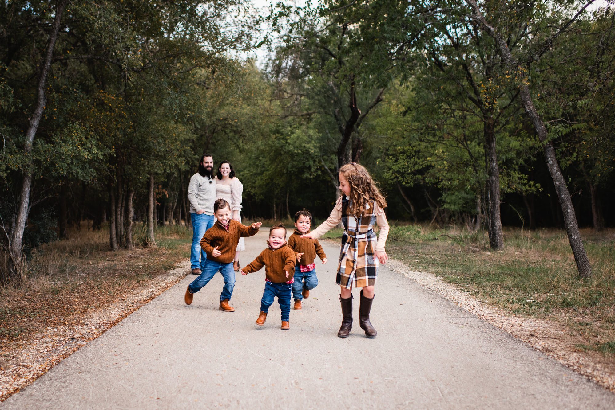 Family walking in path together, San Antonio Lifestyle Photographer