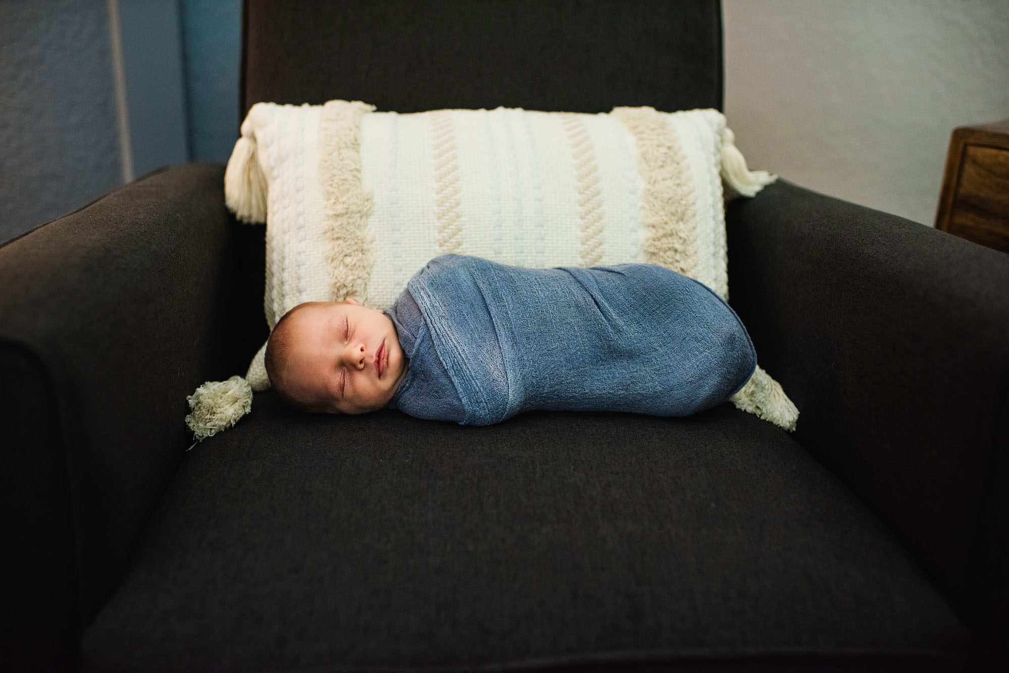 Sleeping baby on chair, San Antonio newborn baby photographer