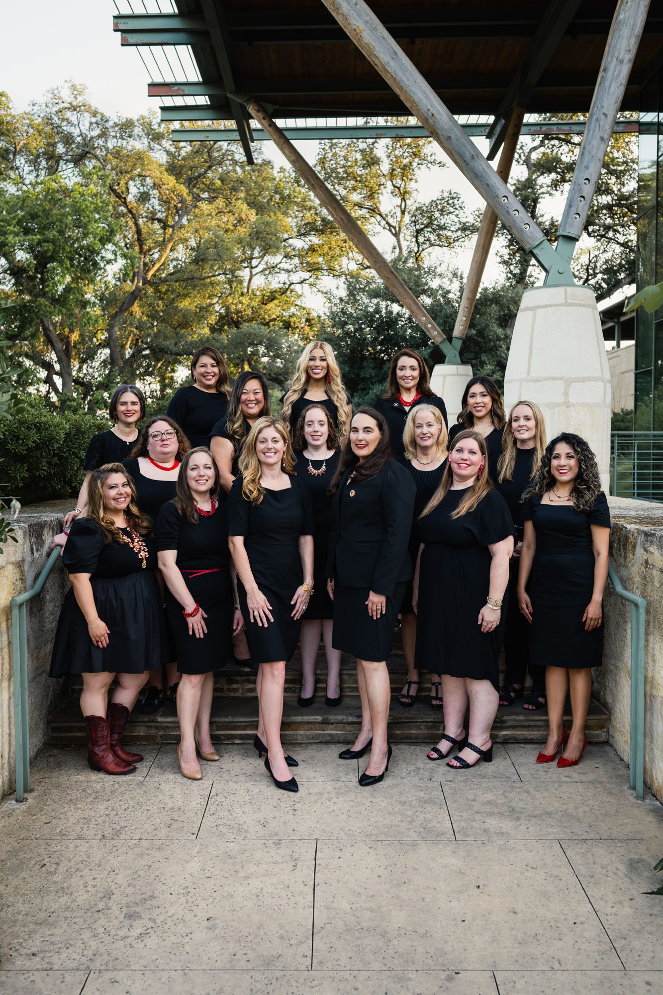 Group shot of women dressed in black, San Antonio headshot photography